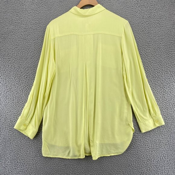 Chicos Top Womens 1 US Medium Babette Citron Yellow Button Up Roll Tab Sleeves * - Picture 4 of 12
